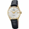 FESTINA SWISS MADE UR DAME GULD FARVET MED SORT LÆDERREM - F20011/1