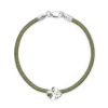 FLORA DANICA ARMBÅND OLIVEN MED SØLV FIRKLØVER - FLC-SILK-OLIVE-18-S