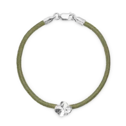 FLORA DANICA ARMBÅND OLIVEN MED SØLV FIRKLØVER - FLC-SILK-OLIVE-18-S