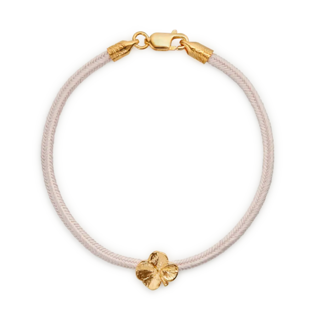 FLORA DANICA ARMBÅND ROSA SILKESNOR FORGYLDT FIRKLØVER - FLC-SILK-ROSE-18-G.