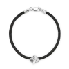 FLORA DANICA ARMBÅND SORT SILKESNOR SØLV FIRKLØVER - FLC-SILK-BLACK-16-S