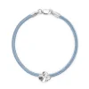 FLORA DANICA SILKE ARMBÅND BLÅT FIRKLØVER SØLV - FLC-SILK-BLUE-18-S