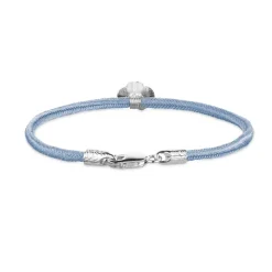 FLORA DANICA SILKE ARMBÅND BLÅT FIRKLØVER SØLV - FLC-SILK-BLUE-18-S
