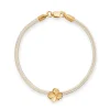 FLORA DANICA SILKE ARMBÅND CHAMPAGNE MED FIRKLØVER 16,5 CM - FLC-SILK-CHAMPAGNE-16-G