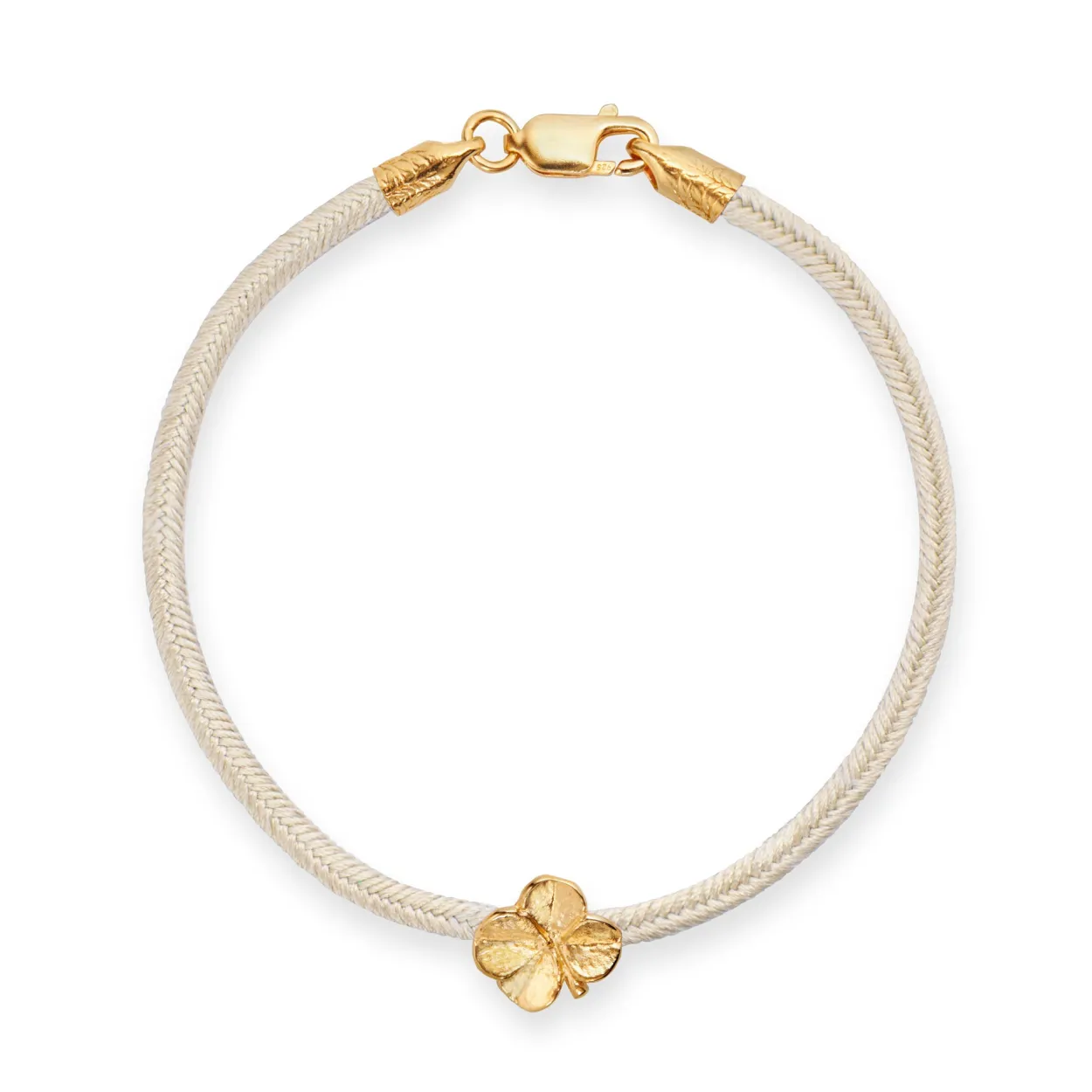 FLORA DANICA SILKE ARMBÅND CHAMPAGNE MED FIRKLØVER 16,5 CM - FLC-SILK-CHAMPAGNE-16-G