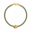 FLORA DANICA SILKE ARMBÅND OLIVEN FIRKLØVER FORGYLDT SØLV - FLC-SILK-OLIVE-18-G