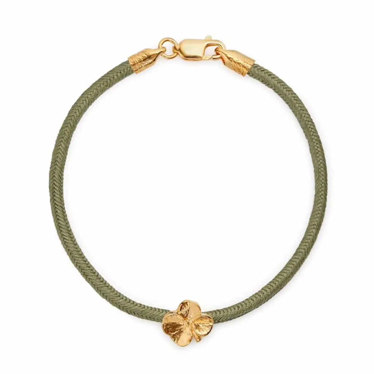 FLORA DANICA SILKE ARMBÅND OLIVEN FIRKLØVER FORGYLDT SØLV - FLC-SILK-OLIVE-18-G