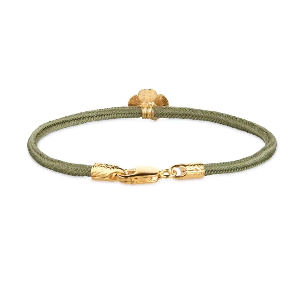 FLORA DANICA SILKE ARMBÅND OLIVEN FIRKLØVER FORGYLDT SØLV - FLC-SILK-OLIVE-16-G