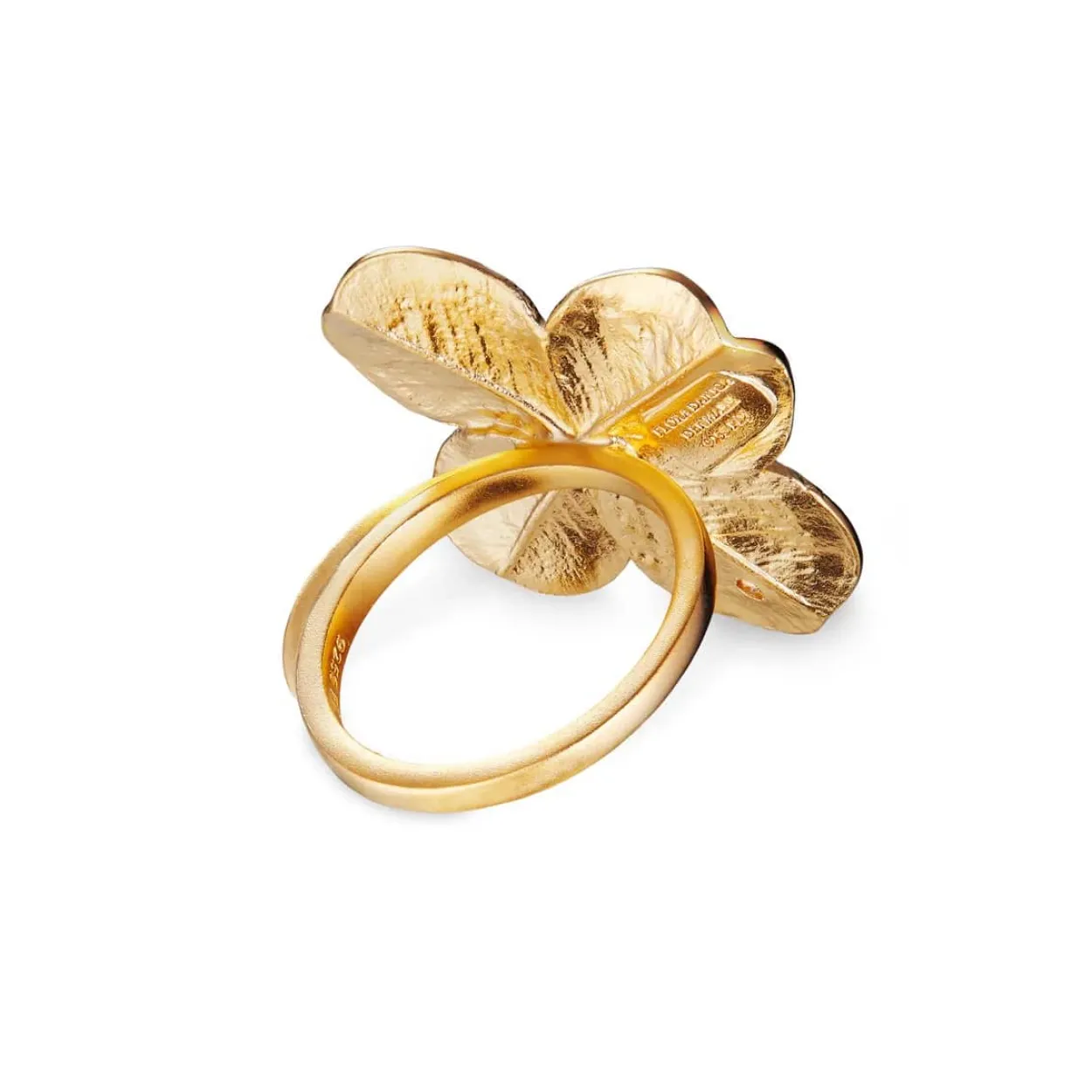 FLORA DANICA STATEMENT RING FIRKLØVER PAVÉ FORGYLDT SØLV - FLC-STRI-G-PAVE