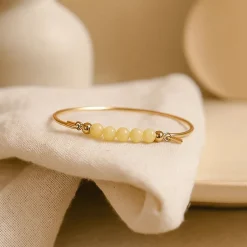 HEIRING GUL JADE TOP TIL MULTI ARMRING I FORGYLDT SØLV - 53-4-81FG