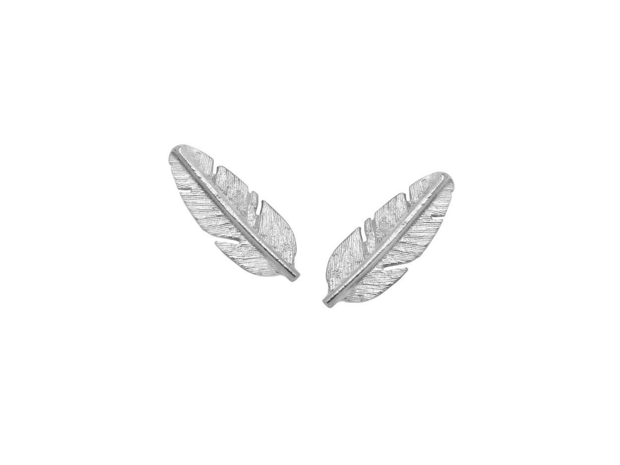 HEIRING ØRERINGE RHODINERET SØLV FEATHER MINI – 51-5-82RH