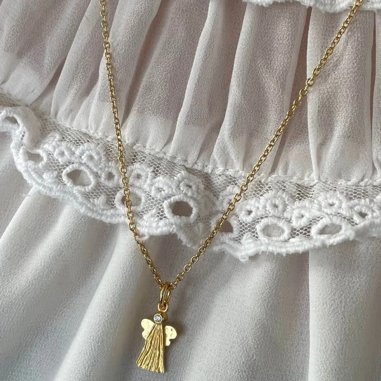 HEIRING SKYTSENGEL LUKKET I 14 KARAT GULD MED BRILLANT - 78-5-72BR