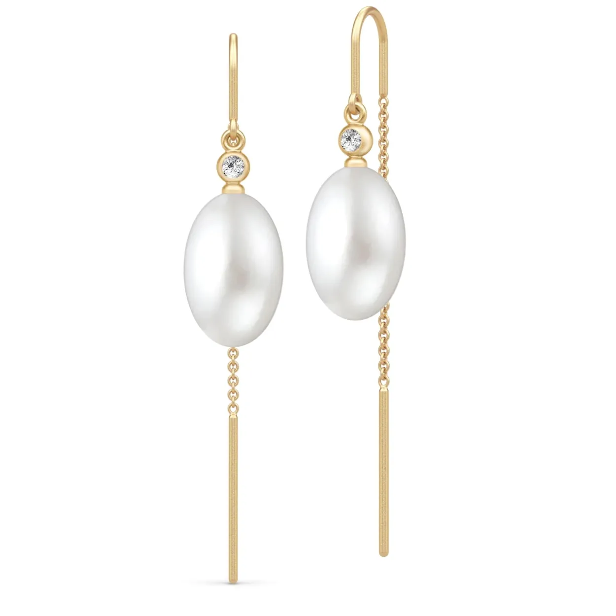 JULIE SANDLAU AFRODITE CHAIN ØRERINGE MED HVID PERLE - HKS812GDWHPLCZ