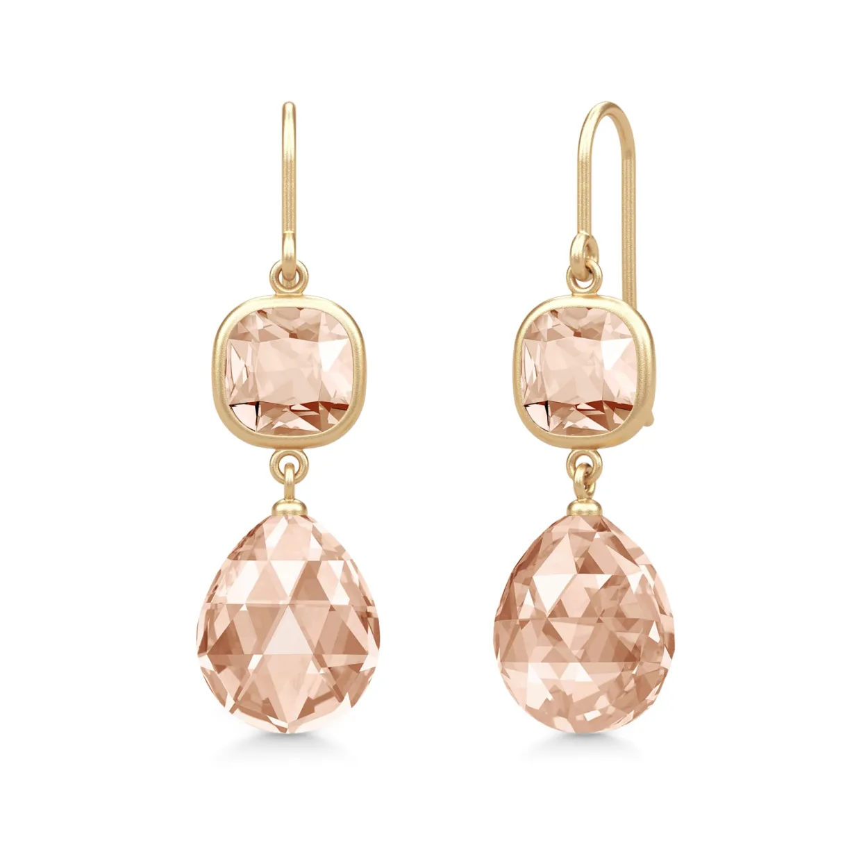 JULIE SANDLAU OLIVIA ØREHÆNGER I FORGYLDT SØLV MED PEACH MORGANITE KRYSTAL - HKS728GDPEAMOCR