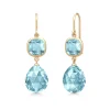 JULIE SANDLAU OLIVIA SØLV FORGYLDT ØREINGE MED ICE BLUE KRYSTAL - HKS728GDIBCR