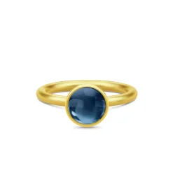 JULIE SANDLAU PRIMINI RING FORGYLDT SØLV SAFIR FARVET KRYSTAL STR. 54 - RI225GDSACR