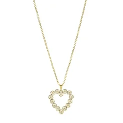 LUND COPENHAGEN MARGUERIT COLLIER HJERTE FORGYLDT SØLV 45CM - 90225245-M