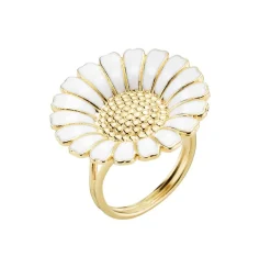 LUND COPENHAGEN MARGUERIT RING 25 MM FORGYLDT HVID - 907025-M