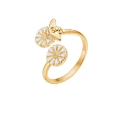 LUND COPENHAGEN RING MARGUERIT SØLV FORGYLDT MED BI - 9075084-M