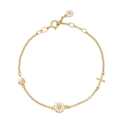 LUND COPENHAGEN SØLV FORGYLDT ARMBÅND MED KORS OG HJERTE 7MM - 9015053-M