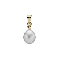 LUND COPENHAGEN VEDHÆNG 8 KARAT MED FERSKVANDSPERLE OG 0,005 CT DIAMANT - 3081150-33