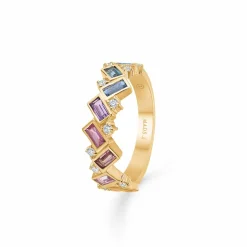 MADS Z COLUMBINE RING 14 KT GULD MED ÆGTE STEN OG DIAMANTER - 1544089
