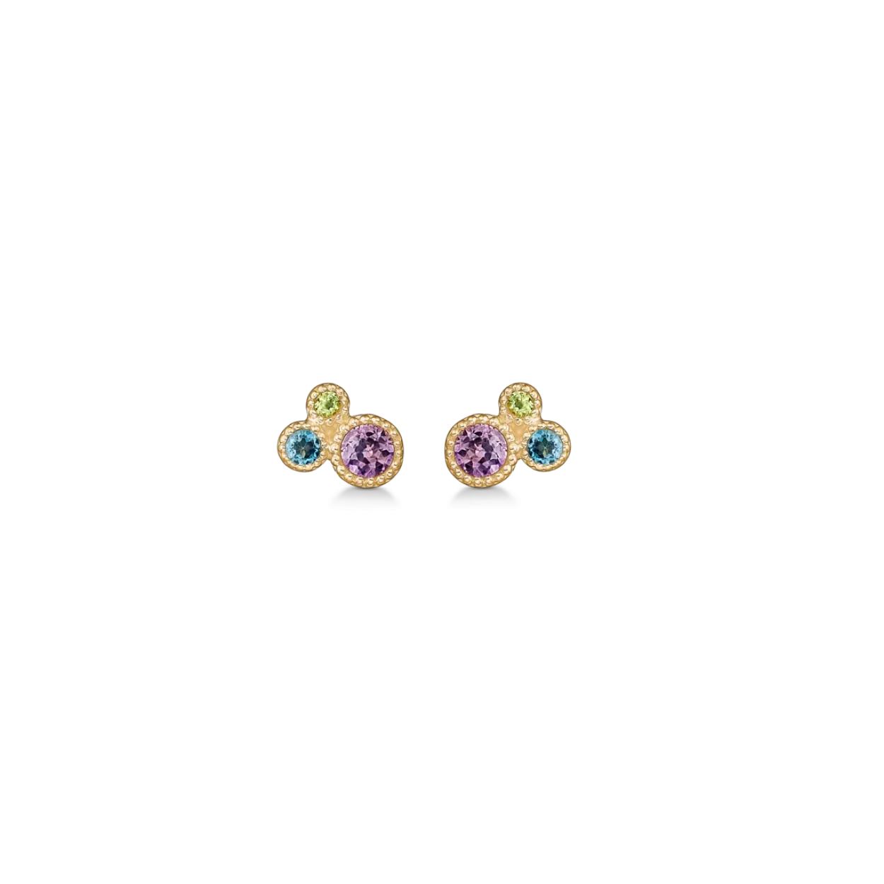MADS Z LUXURY RAINBOW 14 KARAT GULD ØRERINGE ÆGTE STEN - 1514066