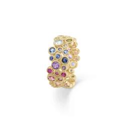 MADS Z LUXURY RAINBOW RING 14 KT GULD RING MED ÆGTE STENE - 1544063