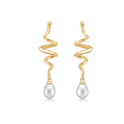 MADS Z SWIRL 14 KARAT GULD ØRERINGE MED PERLE - 1513086