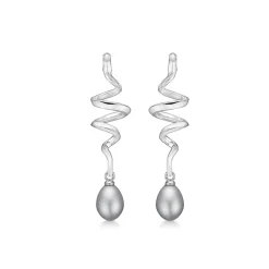 MADS Z SWIRL W. PEARL ØRERINGE SØLV SNOET MED PERLE - 2113086