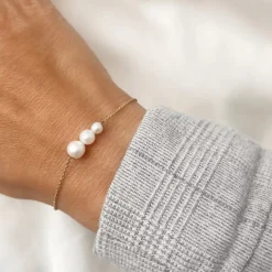 SCROUPLES ARMBÅND 9 KARATS GULD FERSKVANDSPERLE - 34303A,M
