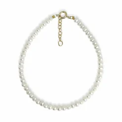 SCROUPLES ARMBÅND SØLV FORGYLDT FERSKVANDS PERLER - 38312A,M