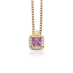 SCROUPLES DIANA VEDHÆNG 14 KARAT GULD MED PINK SAFIR - 212145