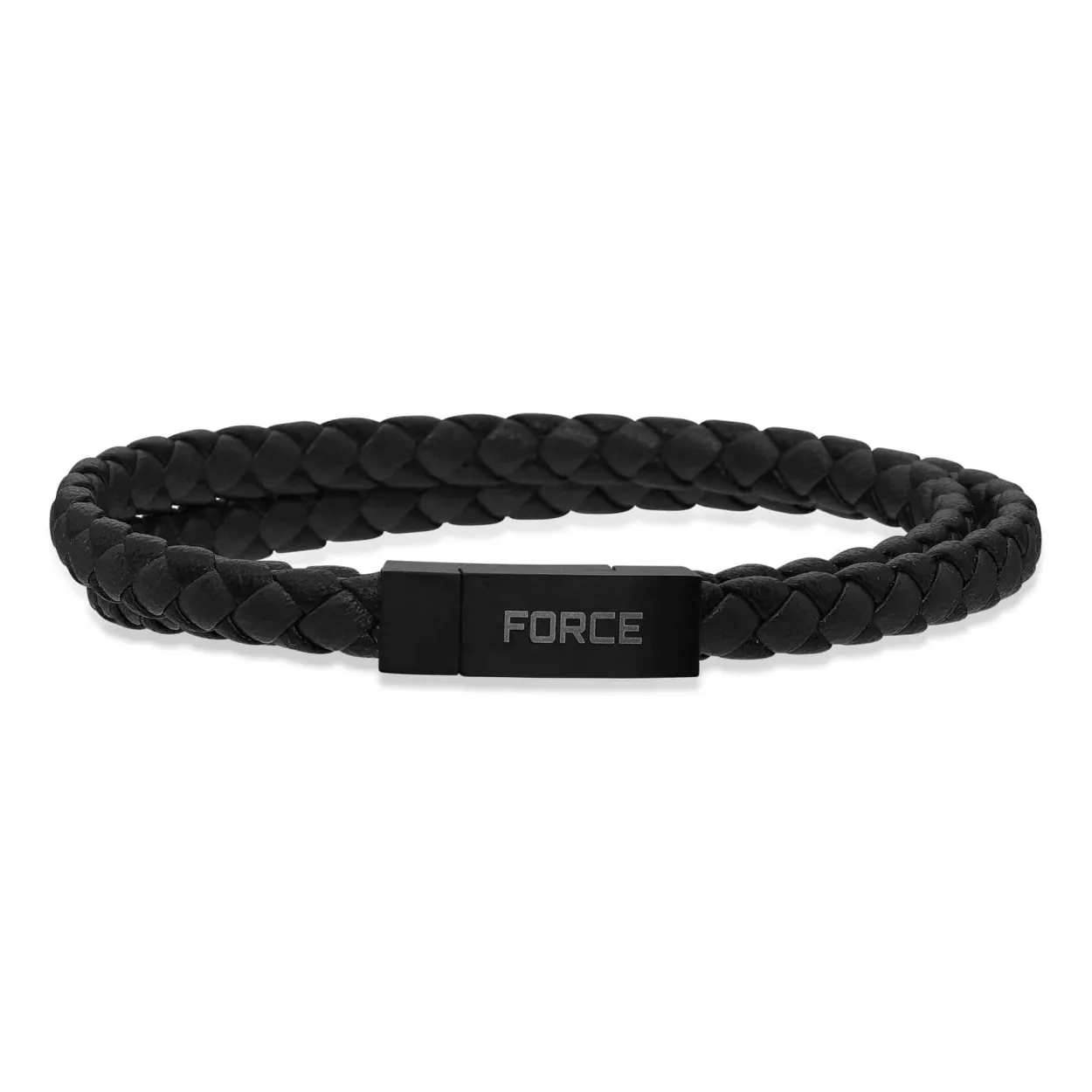 SCROUPLES FORCE ARMBÅND FLETTET LÆDER SORT 21 CM - 02981,21