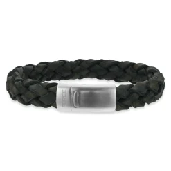SCROUPLES FORCE ARMBÅND I GRØNT LÆDER OG STÅL 21CM - 03561A,M