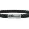 SCROUPLES FORCE ARMBÅND SORT LÆDER MED STÅLLÅS - 03501A,M
