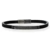 SCROUPLES FORCE ARMBÅND SORT LÆDER OG STÅL - 03171,21