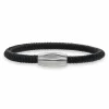 SCROUPLES FORCE HERREARMBÅND I SORT FLETTET LÆDER 21 CM - 03391A,M