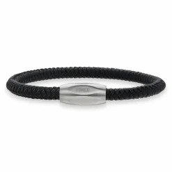 SCROUPLES FORCE HERREARMBÅND I SORT FLETTET LÆDER 21 CM - 03391A,M