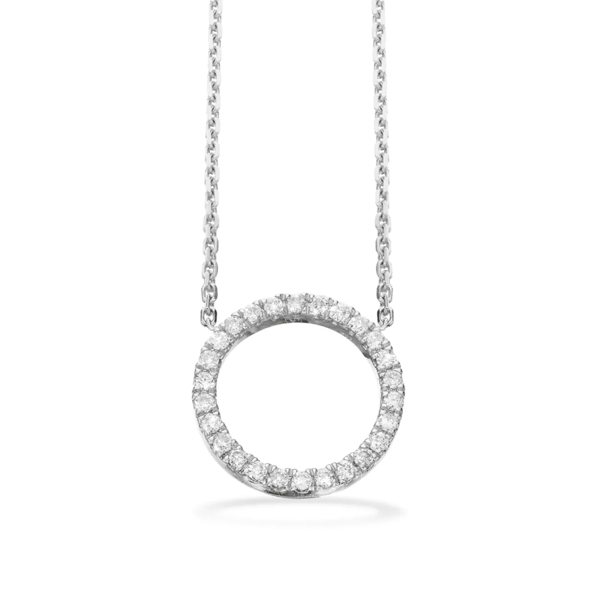 SCROUPLES HALSKÆDE 14 KARAT HVIDGULD CIRKEL MED BRILLANTER 0,09 CARAT - 33516,45