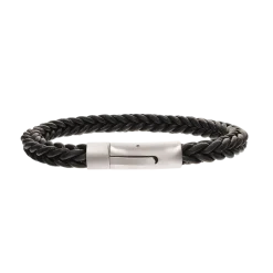 SCROUPLES HERRE ARMBÅND BRUN FLETTET MED STÅL LÅS - 03041,21