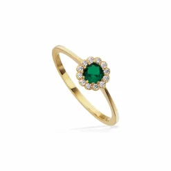 SCROUPLES 8KT ROSET RING MED GRØN OG HVID STENE - 713963