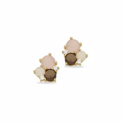 SCROUPLES ØRERINGE FORGYLDT SØLV MED ROSA/RØGKVARTS /CUBIC ZIRKONIA - 163052