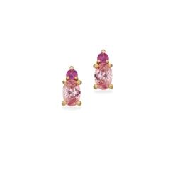 SCROUPLES ØRERINGE I 8 KARAT MED ROSA OG PINK ZIRKONIA - 122983