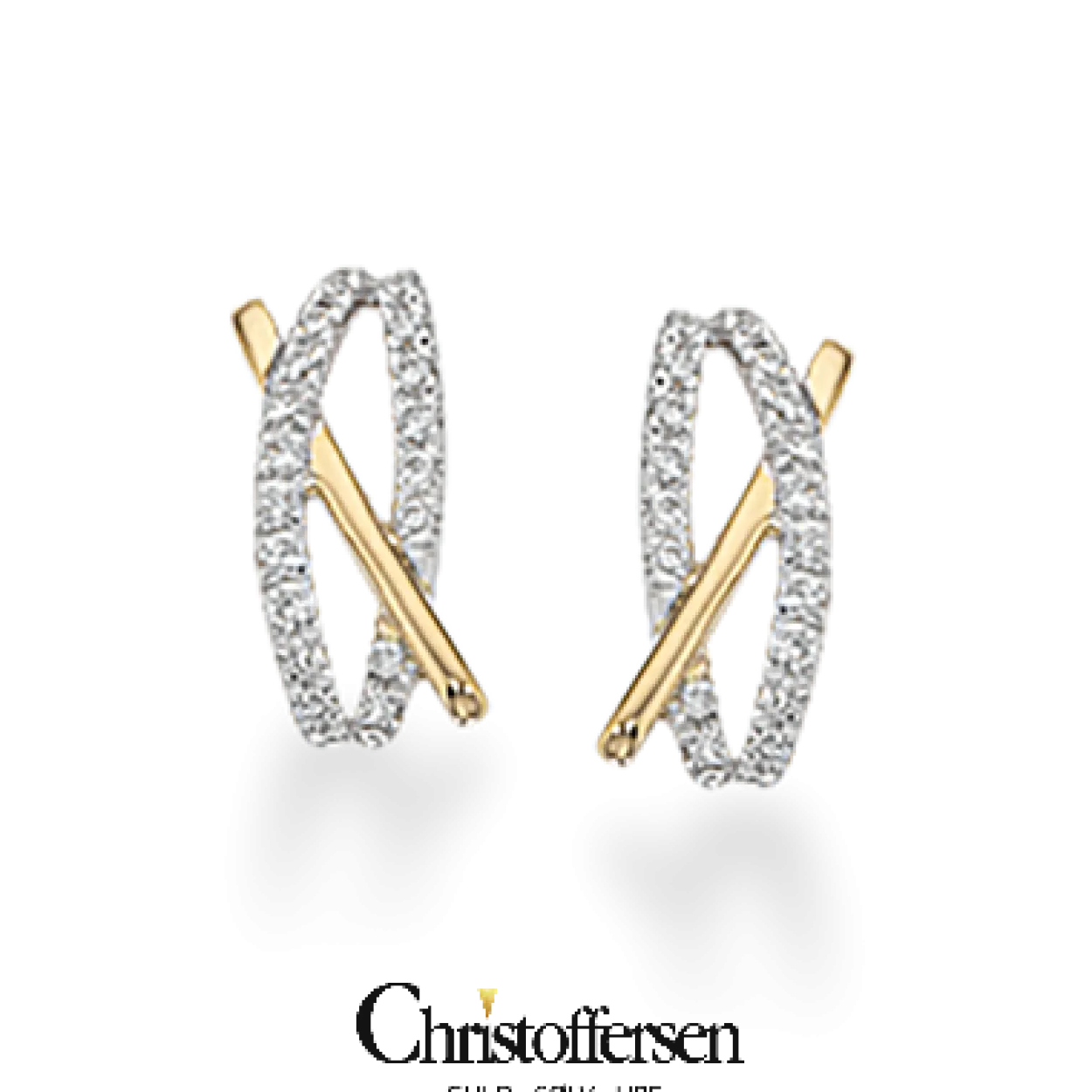 SCROUPLES ØRERINGE 14 KARAT GULD OG HVIDGULD MED DIAMANTER 0,13 CARAT - 120476