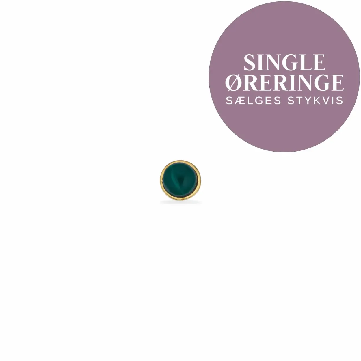 SCROUPLES ØRERING SINGLE SØLV FORGYLDT MED SYNTETISK MALAKIT - 160352-1