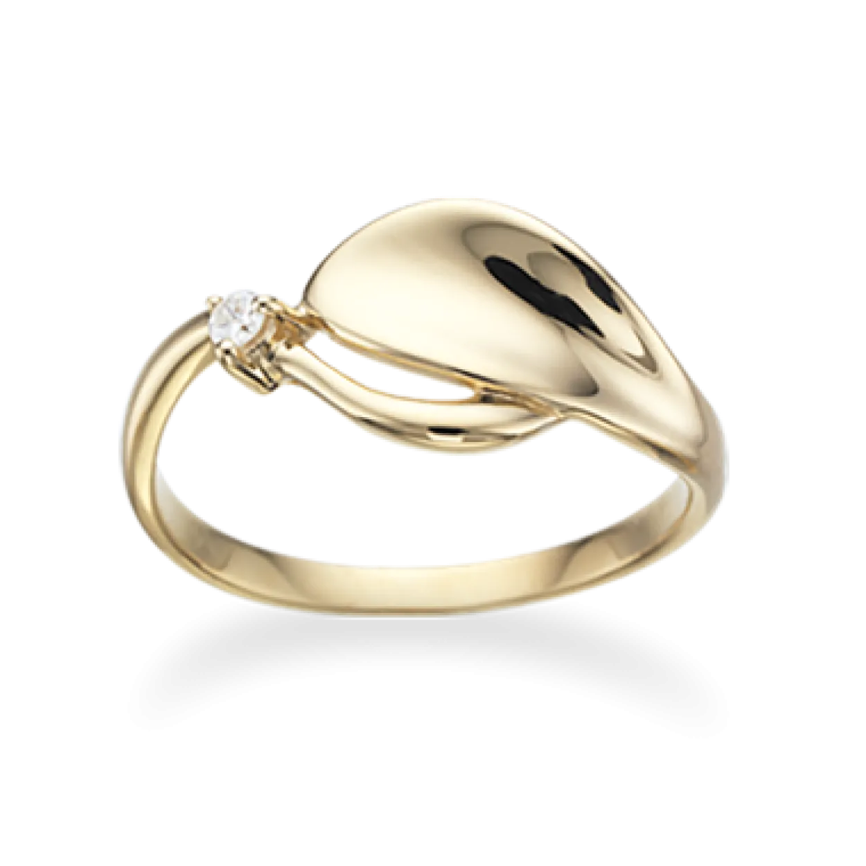SCROUPLES RING 14 KARAT GULD BLAD MED BRILLANT 0,03 CARAT - 712445