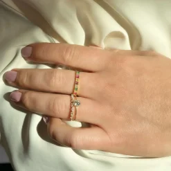 SCROUPLES RING SØLV FORGYLDT MED ZIRKONIA - 727682