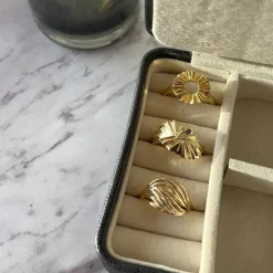 SCROUPLES RING SØLV FORGYLDT PLISSÉ - 729062