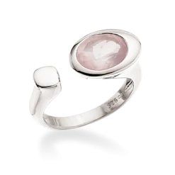 SCROUPLES RING SØLV MED ROSA QUARTZ - 725902